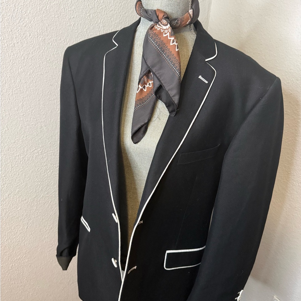 Zara Black Blazer with White Piping
